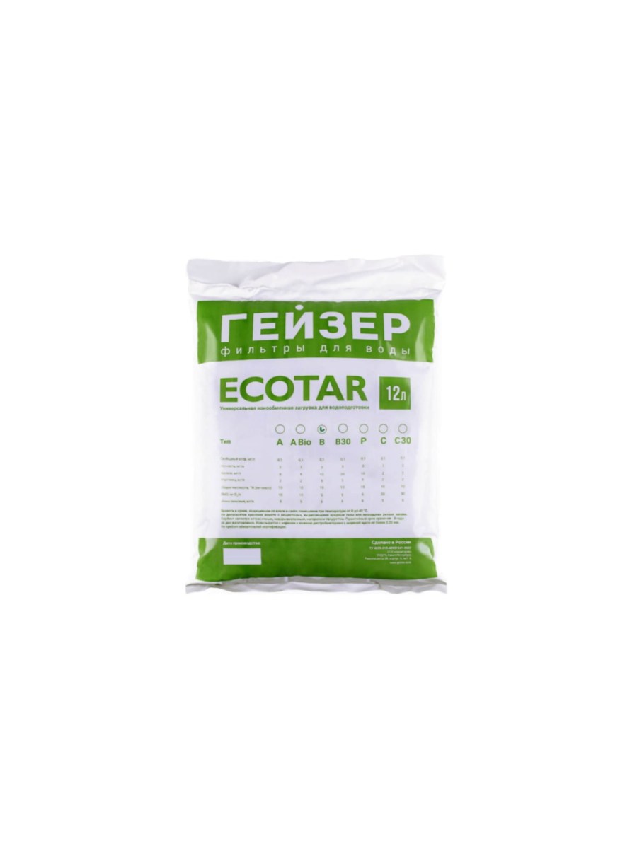 Загрузка Экотар (B) Для Гейзер Aquachief 12 Л для очистки воды
