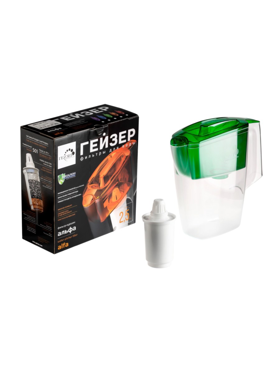 Фильтр-Кувшин Гейзер Альфа Зелёного Цвета 2 для очистки воды